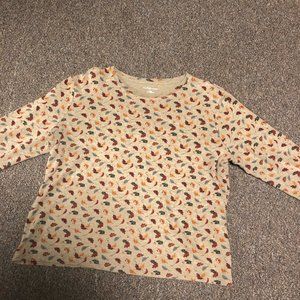 Cotton Autumn Leaf Print Long Sleeve Shirt